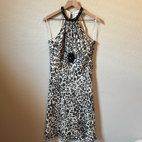 ESCADA Silk High Neck Halter Beaded Midi Dress Size 38 / US 8 Medium - Picture 2 of 7